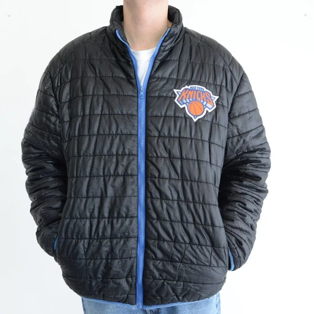 NBA New York  Knicks Black & Blue Puffer Jacket Size 2XL